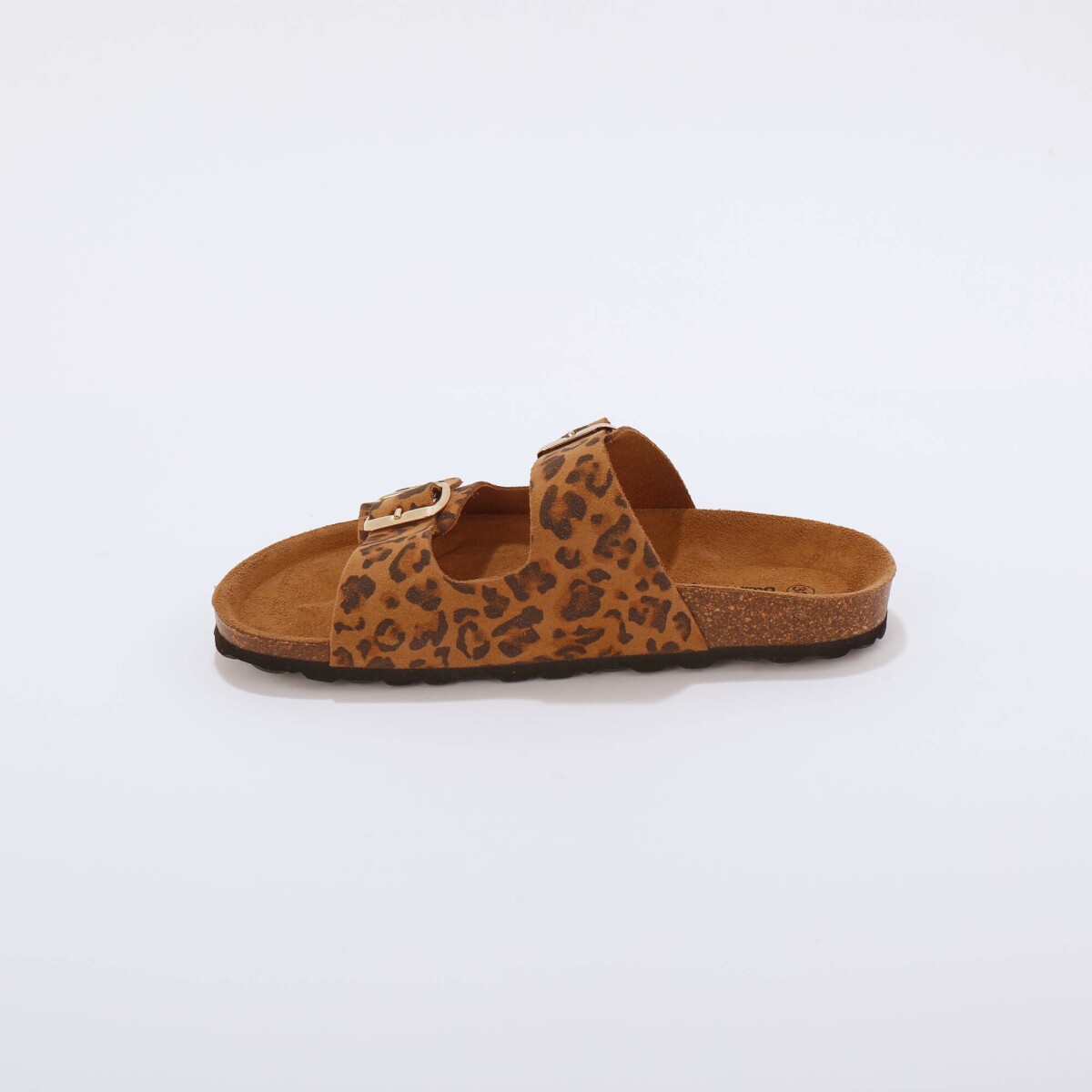 Kožené šľapky s 2 sponami a leopardím vzorom