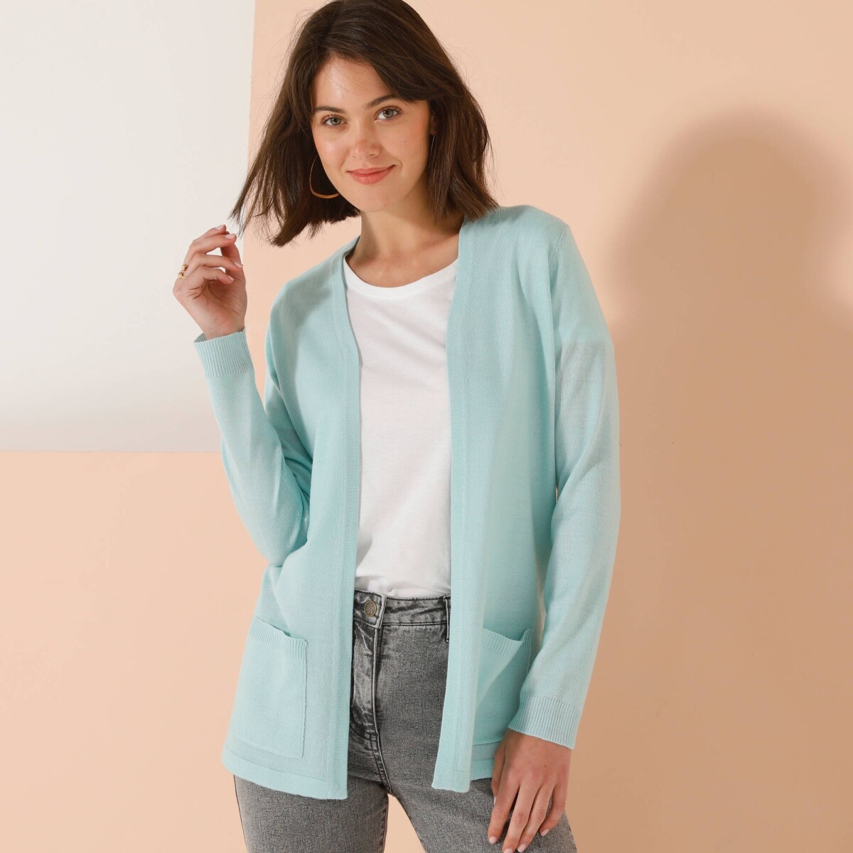 Kardigan bez zapínania, s vreckami