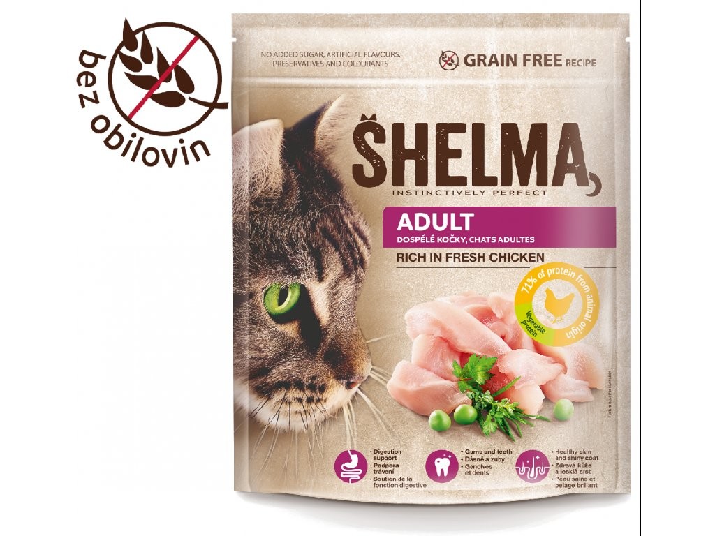 Levně Shelma Adult bezobilné granule pro dospělé kočky 750g