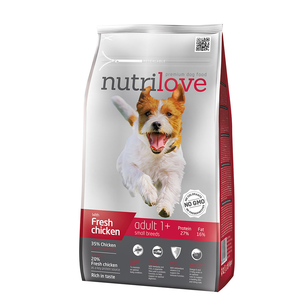 Levně Nutrilove dog dry ADULT S 1,6kg