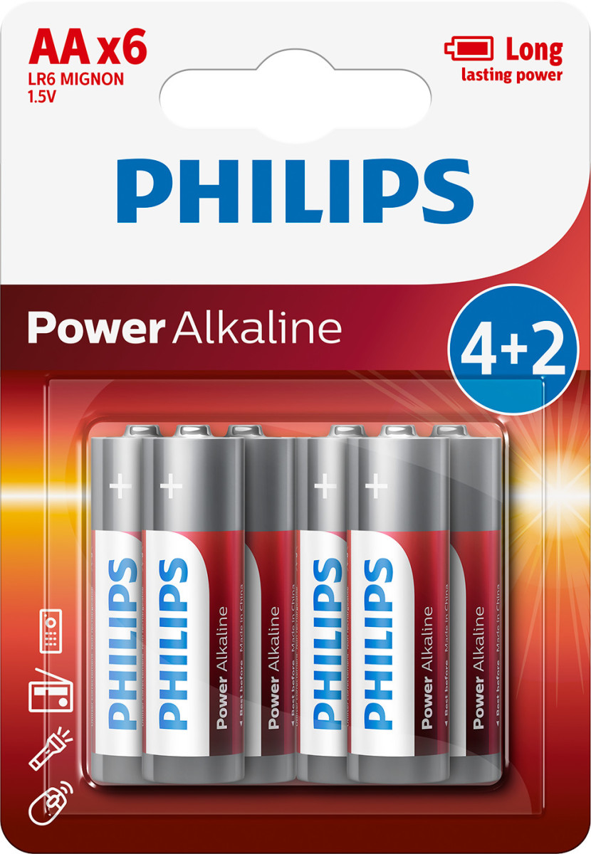 6 baterii PHILIPS AA 1,5 V