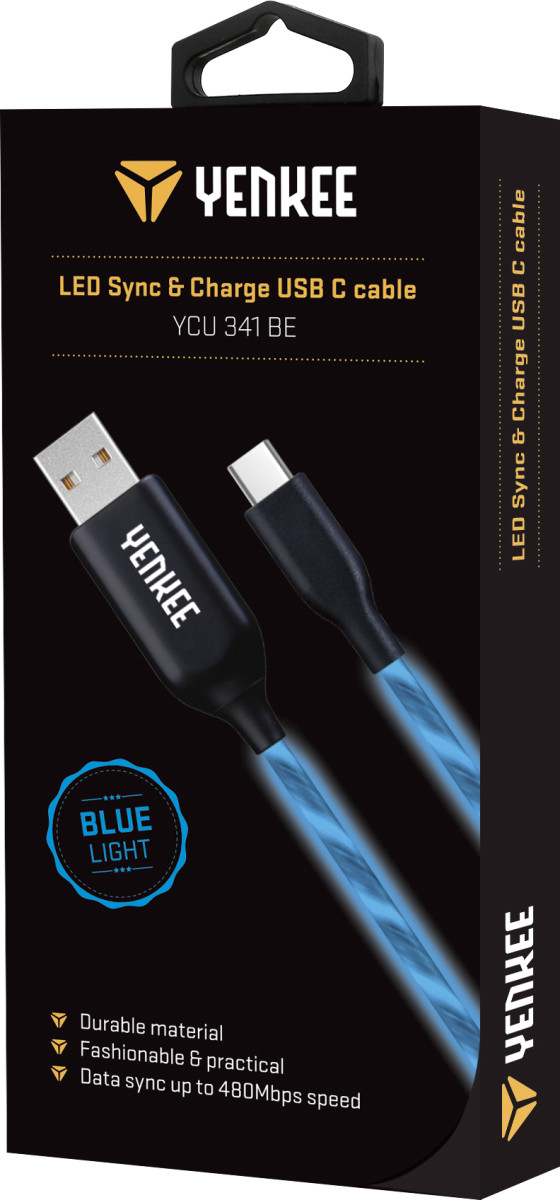 Synchronizačný a nabíjací kábel USB typ C svietiaci