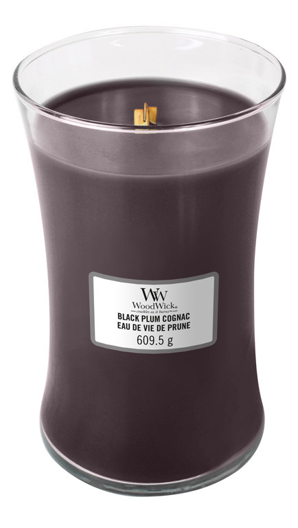 WoodWick svíčka velká Black Plum Cognac