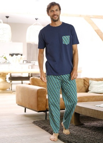 Pyžamové nohavice s potlačou, námornícky modré