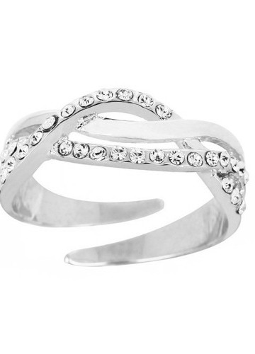 Stříbrný splétaný prsten s křišťály