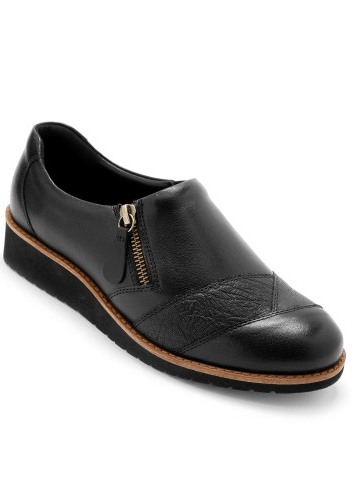 PEDICONFORT Kožené pohodlné topánky na klinovej podrážke, čierne