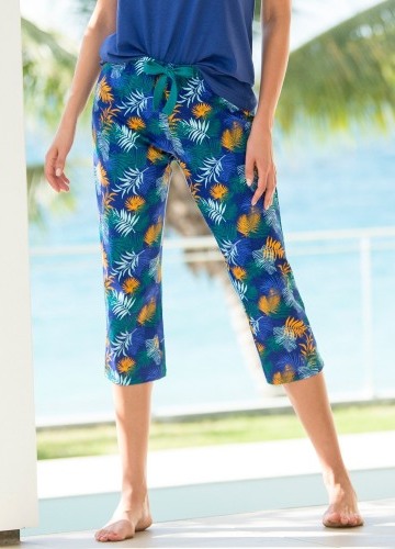 Pyžamové 3/4 kalhoty s potiskem tropického vzoru