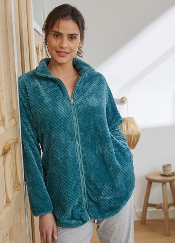 Fleecová domáca bunda na zips