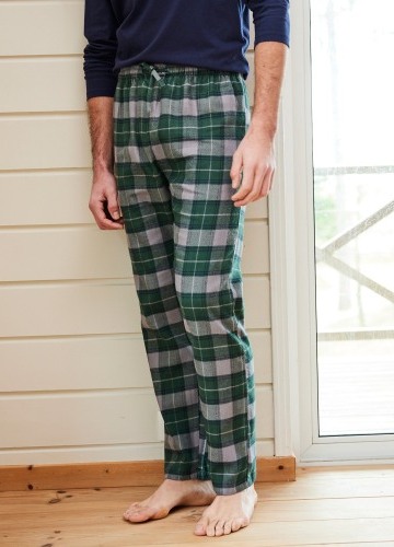 Pyžamové nohavice z kockovaného flanelu a pružným pásom