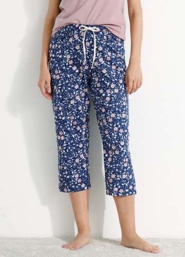 3/4 pyžamové nohavice s potlačou kvetín