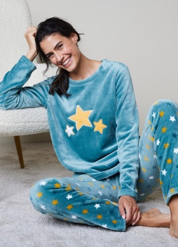 Fleecové pyžamo hebké na dotek s motivem hvězd