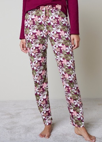 Pyžamové kalhoty s celopotiskem květin