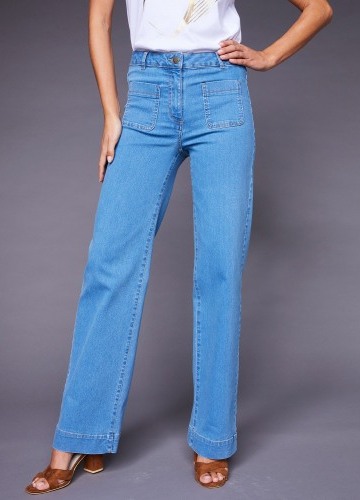 Široké džíny s vysokým pasem, malá postava