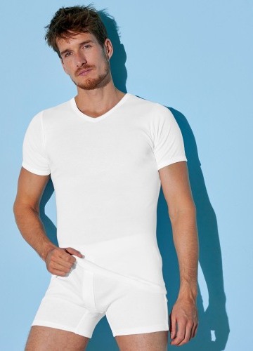 Sada 6 bílých spodních triček s výstřihem do "V"