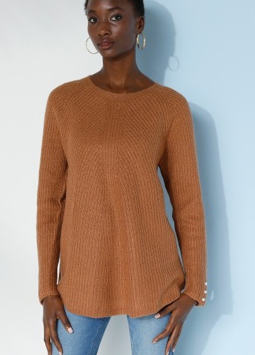 Rozšířený pulovr, hladký pletený vzor