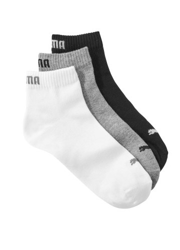 3 páry kotníkových ponožek Quarter Puma, šedé, bílé, černé