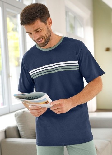 Pyžamové pruhované tričko s krátkými rukávy