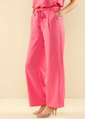 Jednobarevné široké splývavé kalhoty