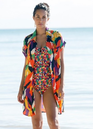 Plážové kreponové šaty s potiskem