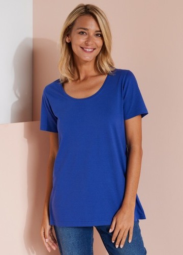 Jednofarebné tričko z bio bavlny s okrúhlym výstrihom