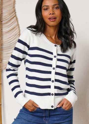 Pruhovaný kardigan na gombíky