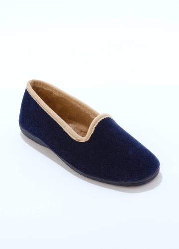 Velurové slippers bačkory s kontrastním lemem