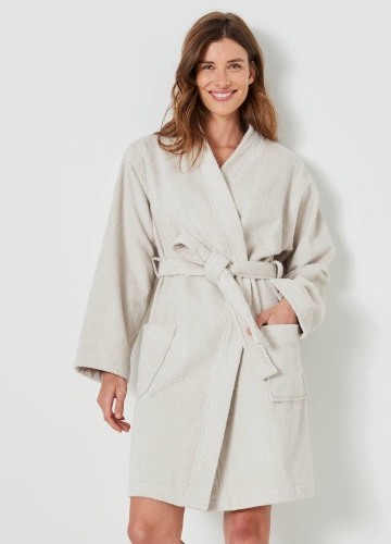 Krátký unisex župan s kimono límcem