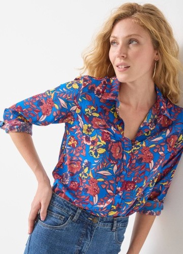 Košile na knoflíčky s potiskem květin, recyklovaný polyester