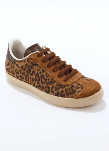 Vintage tenisky z kožené usně a s leopardím zorem