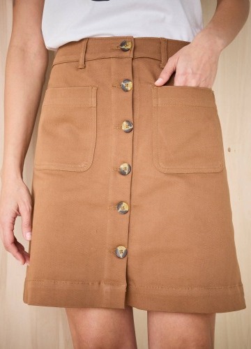 Krátká rozšířená sukně na knoflíky, kepr