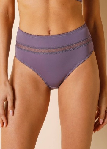 Sada 2 vysokých kalhotek Paia zn. Confidence Lingerie®z mikrovlákna a vyšívaného tylu