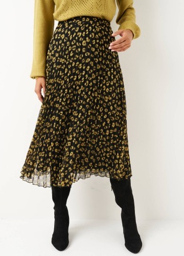 Plisovaná midi sukně s leopardím potiskem