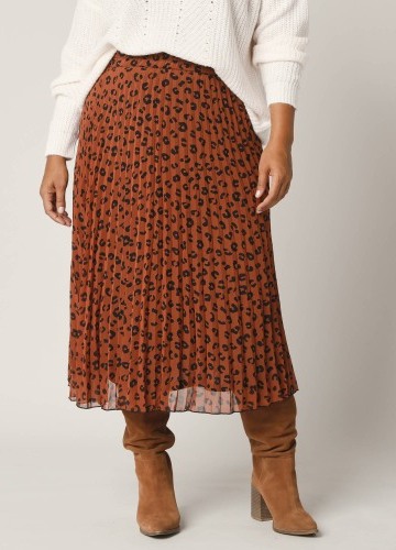 Plisovaná midi sukňa s leoparďou potlačou