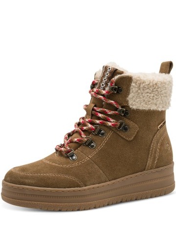 Kožené boty s tkaničkami Comfort Tamaris® pro širší chodidla, karamelové