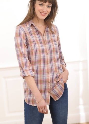 Dlhá flanelová kockovaná košeľa