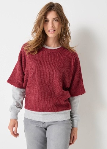 Pulovr s netopýřími rukávy k loktům