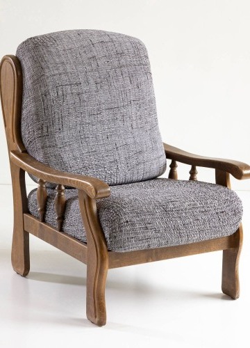 Žabičkovaný potah z mikrovlákna s potiskem textury, na rustikální křeslo