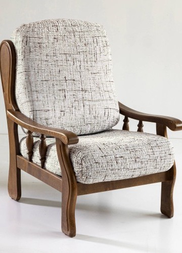 Žabičkovaný potah z mikrovlákna s potiskem textury, na rustikální křeslo