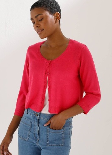 Úpletové propínací bolerko s 3/4 rukávy