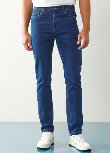 Rovné džínsy s 5 vreckami zo strečového denimu pre postavu 170 až 178 cm