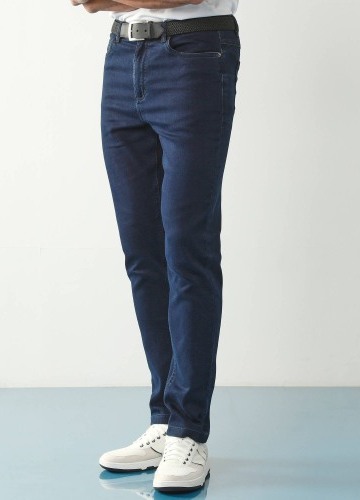 Rovné džínsy s 5 vreckami zo strečového denimu pre postavu menej ako 170 cm