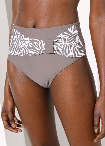 Plavkové jednofarebné nohavičky s vysokým pásom a nariasením so vzorom Zebra