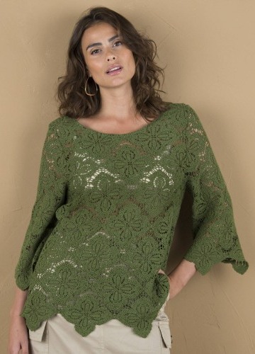 Halenka z macramé se 7/8 rozšířenými rukávy
