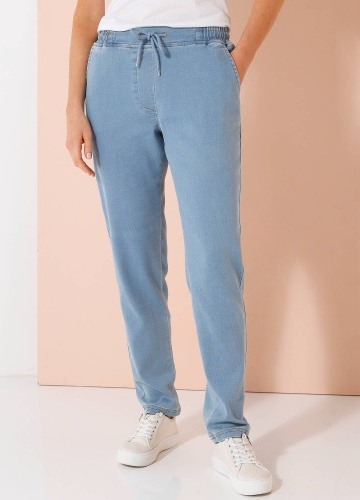 Joggingové nohavice z denimu, s pružným pásom