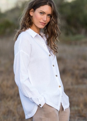 Mušelínová oversize košile s rozparky na knoflíky