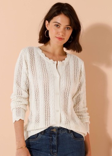 Ažúrový sveter na gombíky