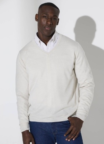 Pulovr s výstřihem do V, 100% akryl