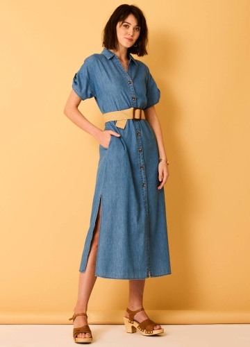 Košilové midi šaty z denimu