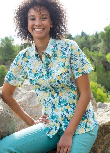 Košile s krátkými rukávy a potiskem rostlin