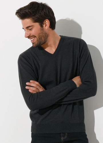 Pulovr s výstřihem do V, 100% akryl